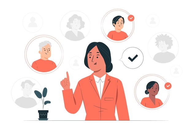 在线讨论概念插图，展示多人在线聊天场景